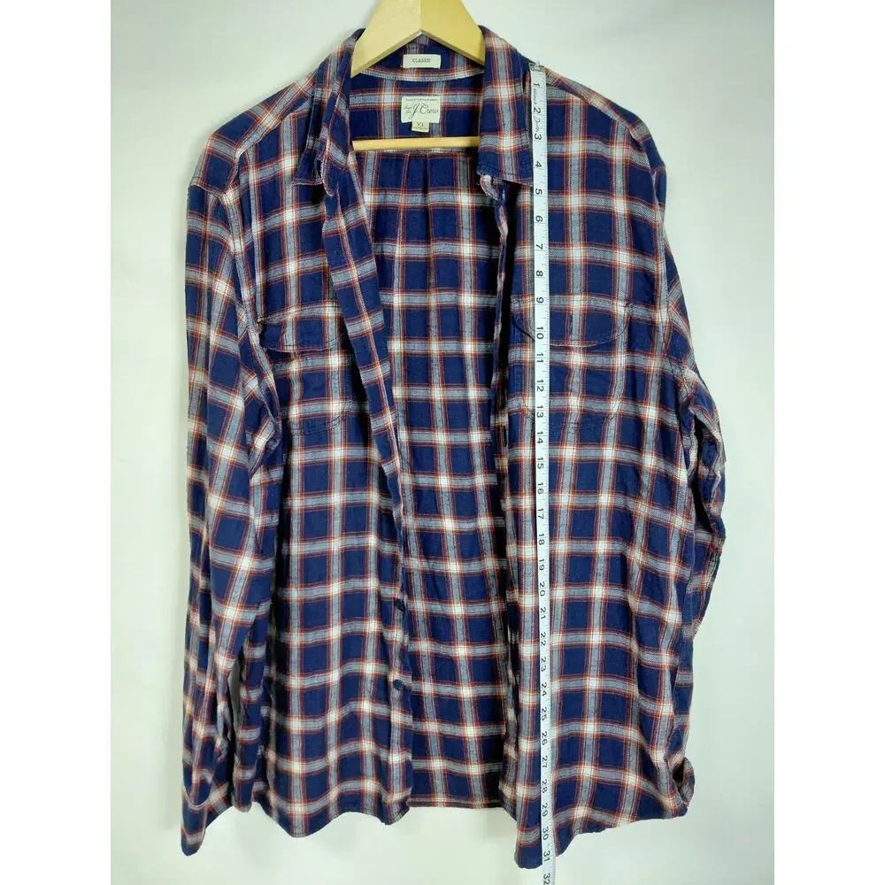 J.Crew Sign Blue Plaid Button-Up Shirt Men Size XL